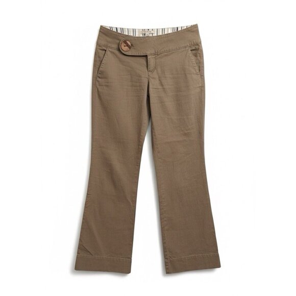 Free People Womens Brown Wide Waistband Flare Leg Pants Sz 2 Casual Boho Retro - Picture 2 of 4